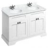 Burlington 130 4-Door Vanity Unit & Minerva Worktop with Double Basin - Matt White