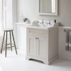 Burlington 65 2-Door Vanity Unit & Classic Basin - Matt White -White Bathroom Furniture Shop FF8O B15 1TH D2 460
