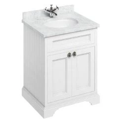 Burlington 65 2-Door Vanity Unit & Minerva Worktop with Basin - Matt White