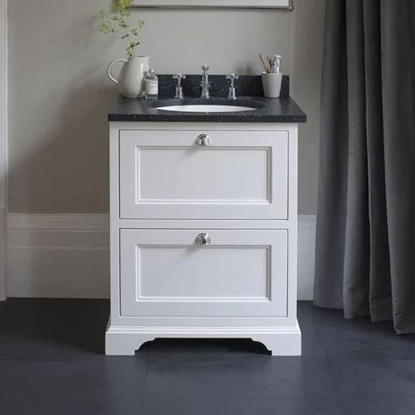 Burlington 65 2-Drawer Vanity Unit & Minerva Worktop with Basin - Matt White 4 Burlington 65 2-Drawer Vanity Unit & Minerva Worktop with Basin - Matt White - Image 4