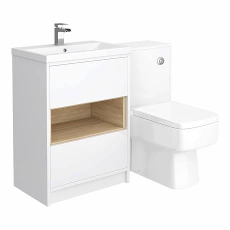 Haywood White Modern Sink Vanity Unit + Toilet Package 5 Haywood White Modern Sink Vanity Unit + Toilet Package - Image 5