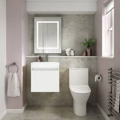 Milan Juno 500 x 360mm Gloss White Wall Hung Vanity Unit 7 Milan Juno 500 x 360mm Gloss White Wall Hung Vanity Unit -White Bathroom Furniture Shop JN5GW d5 460