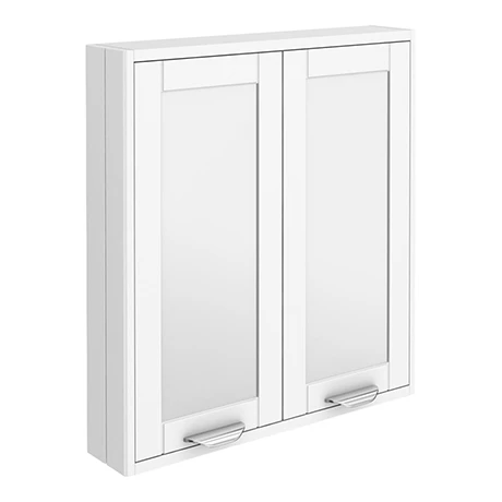Keswick White 600mm Traditional Wall Hung 2 Door Mirror Cabinet 1 Keswick White 600mm Traditional Wall Hung 2 Door Mirror Cabinet