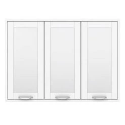 Keswick White 900mm Traditional Wall Hung 3 Door Mirror Cabinet -White Bathroom Furniture Shop KES WHT 3DM d3 460