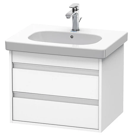 Duravit Ketho 600mm 2-Drawer Wall Mounted Vanity Unit with D-Code Basin - White Matt 1 Duravit Ketho 600mm 2-Drawer Wall Mounted Vanity Unit with D-Code Basin - White Matt