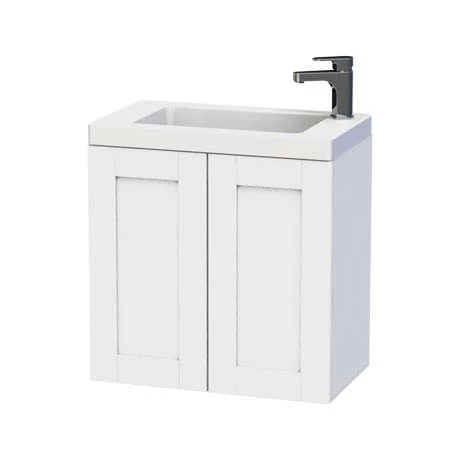 Miller London 60 Wall Hung Two Door Vanity Unit + Basin (White) 1 Miller London 60 Wall Hung Two Door Vanity Unit + Basin (White)