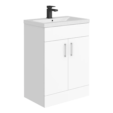 Toreno 600 Basin Unit - High Gloss White with Matt Grey Mid Edged Basin 1 Toreno 600 Basin Unit - High Gloss White with Matt Grey Mid Edged Basin