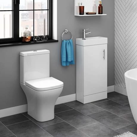 Milan Small Floor Standing Vanity Basin Unit - Gloss White (W400 x D222mm) 4 Milan Small Floor Standing Vanity Basin Unit - Gloss White (W400 x D222mm) - Image 4