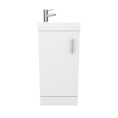 Milan Small Floor Standing Vanity Basin Unit - Gloss White (W400 x D222mm) 5 Milan Small Floor Standing Vanity Basin Unit - Gloss White (W400 x D222mm) - Image 5