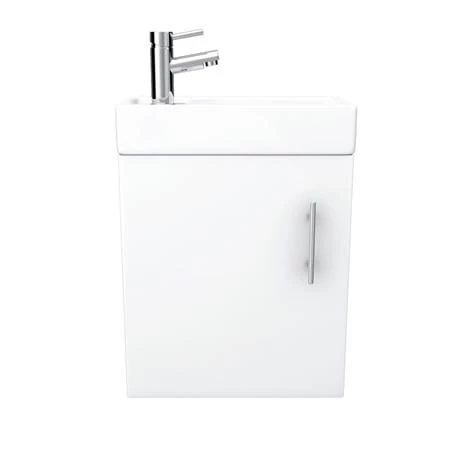 Milan Modern Wall Hung Basin Vanity Unit - Gloss White (W400 x D222mm) 5 Milan Modern Wall Hung Basin Vanity Unit - Gloss White (W400 x D222mm) - Image 5