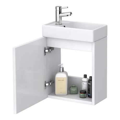 Milan Modern Wall Hung Basin Vanity Unit - Gloss White (W400 x D222mm) 3 Milan Modern Wall Hung Basin Vanity Unit - Gloss White (W400 x D222mm) - Image 3