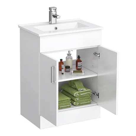 Toreno 1100mm Gloss White Vanity Unit Bathroom Suite - Depth 400/200mm 2 Toreno 1100mm Gloss White Vanity Unit Bathroom Suite - Depth 400/200mm - Image 2