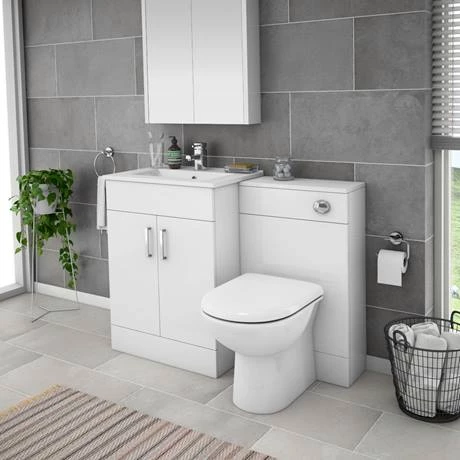 Toreno 1100mm Gloss White Vanity Unit Bathroom Suite - Depth 400/200mm 4 Toreno 1100mm Gloss White Vanity Unit Bathroom Suite - Depth 400/200mm - Image 4