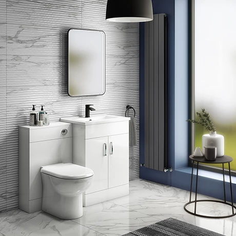 Toreno 1100mm Gloss White Vanity Unit Bathroom Suite - Depth 400/200mm 1 Toreno 1100mm Gloss White Vanity Unit Bathroom Suite - Depth 400/200mm
