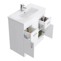 Toreno 1300mm Gloss White Vanity Unit Bathroom Suite - Depth 400/200mm -White Bathroom Furniture Shop MOD1300VTY001C d1 460