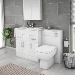 Toreno 1300mm Gloss White Vanity Unit Bathroom Suite - Depth 400/200mm -White Bathroom Furniture Shop MOD1300 n d1 460