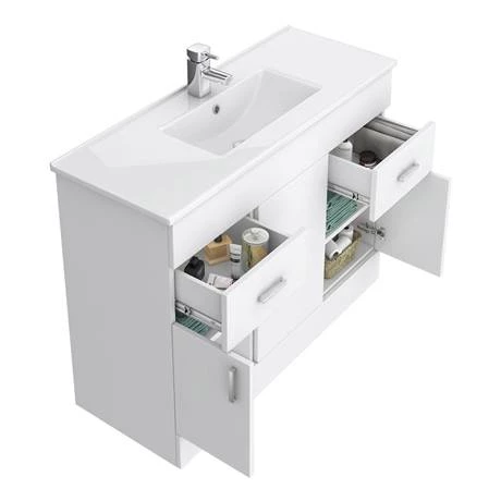 Toreno 1500mm Gloss White Vanity Unit Bathroom Suite - Depth 400/200mm 2 Toreno 1500mm Gloss White Vanity Unit Bathroom Suite - Depth 400/200mm - Image 2