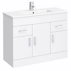 Toreno 1500mm Gloss White Vanity Unit Bathroom Suite - Depth 400/200mm 8 Toreno 1500mm Gloss White Vanity Unit Bathroom Suite - Depth 400/200mm -White Bathroom Furniture Shop MOD1500 d2 460