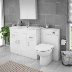 Toreno 1500mm Gloss White Vanity Unit Bathroom Suite - Depth 400/200mm 10 Toreno 1500mm Gloss White Vanity Unit Bathroom Suite - Depth 400/200mm -White Bathroom Furniture Shop MOD1500 n d3 460