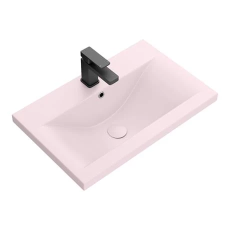 Toreno 600 Basin Unit - High Gloss White with Matt Pink Mid Edged Basin 2 Toreno 600 Basin Unit - High Gloss White with Matt Pink Mid Edged Basin - Image 2