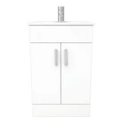 Toreno Small Vanity Sink With Cabinet - 500mm Modern High Gloss White -White Bathroom Furniture Shop MV500 D5 460