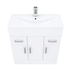 Toreno Basin Unit - 800mm Modern High Gloss White with Mid Edged Basin -White Bathroom Furniture Shop MVME800 D3 460 1