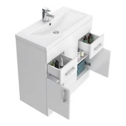 Toreno Basin Unit - 800mm Modern High Gloss White with Mid Edged Basin -White Bathroom Furniture Shop MVME800 d3 460