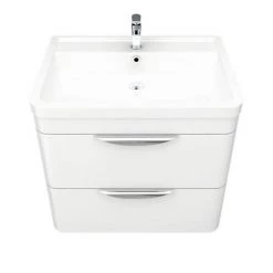 Monza Wall Hung 2 Drawer Vanity Unit w. Chrome Handles W600 x D445mm 10 Monza Wall Hung 2 Drawer Vanity Unit w. Chrome Handles W600 x D445mm -White Bathroom Furniture Shop MW2D60 D4 460