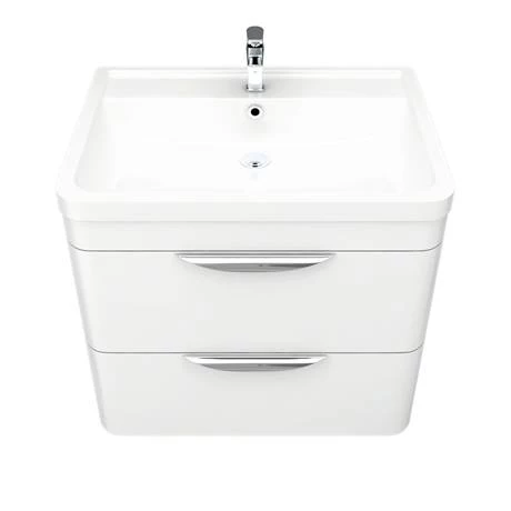 Monza Wall Hung 2 Drawer Vanity Unit w. Chrome Handles W600 x D445mm 5 Monza Wall Hung 2 Drawer Vanity Unit w. Chrome Handles W600 x D445mm - Image 5