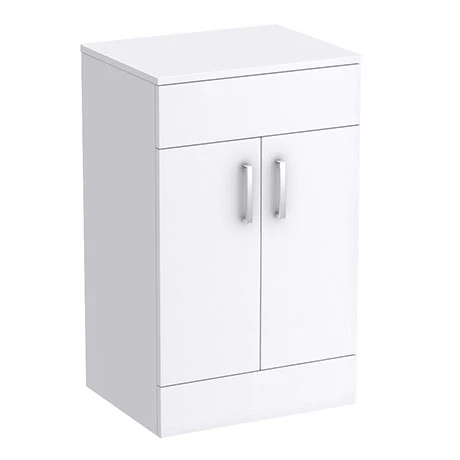 Toreno Floor Standing Countertop Vanity Unit - Gloss White - 505mm with Chrome Handles 1 Toreno Floor Standing Countertop Vanity Unit - Gloss White - 505mm with Chrome Handles