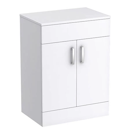 Toreno Floor Standing Countertop Vanity Unit - Gloss White - 605mm with Chrome Handles 1 Toreno Floor Standing Countertop Vanity Unit - Gloss White - 605mm with Chrome Handles