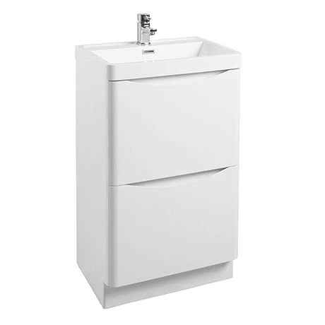Monza Gloss White 500mm Wide Floor Standing Vanity Unit 1 Monza Gloss White 500mm Wide Floor Standing Vanity Unit