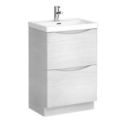Monza White Ash 500mm Wide Floor Standing Vanity Unit