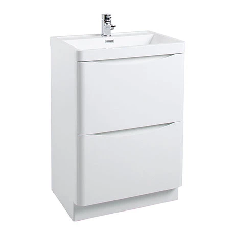 Monza Gloss White 600mm Wide Floor Standing Vanity Unit 1 Monza Gloss White 600mm Wide Floor Standing Vanity Unit
