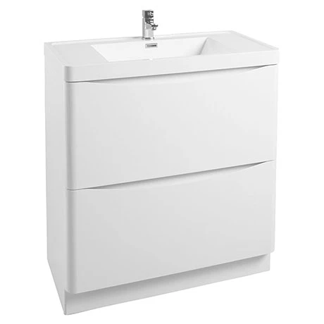 Monza Gloss White 750mm Wide Floor Standing Vanity Unit 1 Monza Gloss White 750mm Wide Floor Standing Vanity Unit