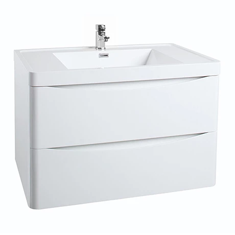 Monza Gloss White 750mm Wide Wall Mounted Vanity Unit 1 Monza Gloss White 750mm Wide Wall Mounted Vanity Unit