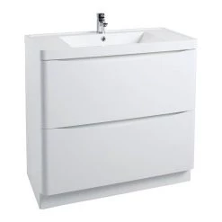 Monza Gloss White 900mm Wide Floor Standing Vanity Unit