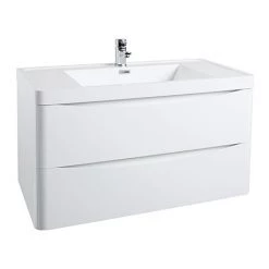 Monza Gloss White 900mm Wide Wall Mounted Vanity Unit