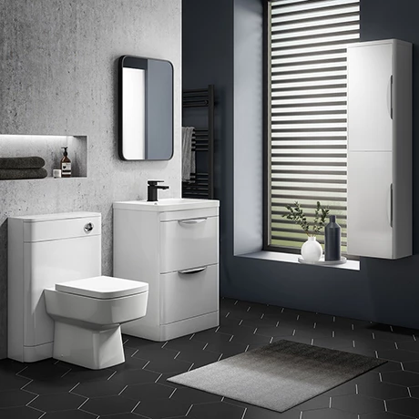 Monza Gloss White Floor Standing Vanity Bathroom Furniture Package 1 Monza Gloss White Floor Standing Vanity Bathroom Furniture Package