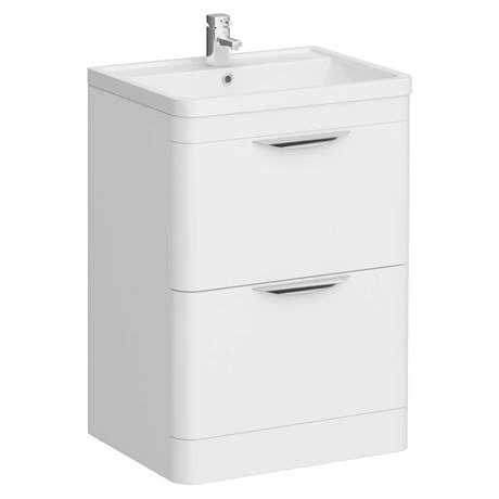 Monza Gloss White Floor Standing Sink Vanity Unit + Square Toilet Package 2 Monza Gloss White Floor Standing Sink Vanity Unit + Square Toilet Package - Image 2