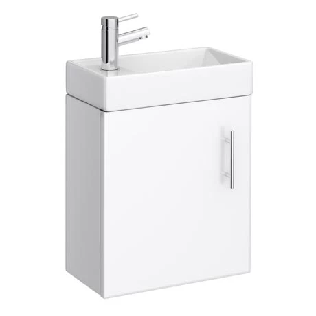 Milan Modern Wall Hung Basin Vanity Unit - Gloss White (W400 x D222mm) 1 Milan Modern Wall Hung Basin Vanity Unit - Gloss White (W400 x D222mm)