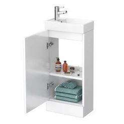 Milan Small Floor Standing Vanity Basin Unit - Gloss White (W400 x D222mm) 8 Milan Small Floor Standing Vanity Basin Unit - Gloss White (W400 x D222mm) -White Bathroom Furniture Shop Milan Small Floor Standing Vanity Basin Unit d3 460
