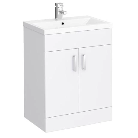 Toreno Basin Unit - 600mm Modern High Gloss White with Mid Edged Basin 1 Toreno Basin Unit - 600mm Modern High Gloss White with Mid Edged Basin