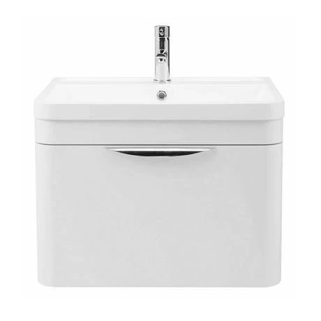 Monza Wall Hung 1 Drawer Vanity Unit w. Chrome Handle W600 x D445mm 2 Monza Wall Hung 1 Drawer Vanity Unit w. Chrome Handle W600 x D445mm - Image 2