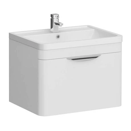 Monza Wall Hung 1 Drawer Vanity Unit w. Chrome Handle W600 x D445mm 1 Monza Wall Hung 1 Drawer Vanity Unit w. Chrome Handle W600 x D445mm