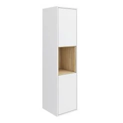 Haywood 1400mm Gloss White / Natural Oak Wall Hung Tall Unit