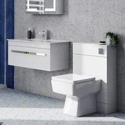 Nova 800mm Wall Hung Vanity Basin with WC Unit, Cistern + Pan