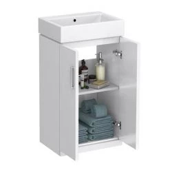 Nova Small Floor Standing 0TH Vanity + Square Toilet -White Bathroom Furniture Shop NVCLKFS 0TH d2 460
