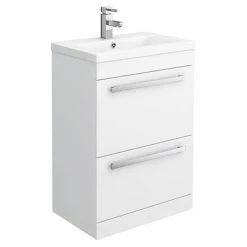 Nova 600mm Mid-Edge Basin High Gloss White Vanity Unit