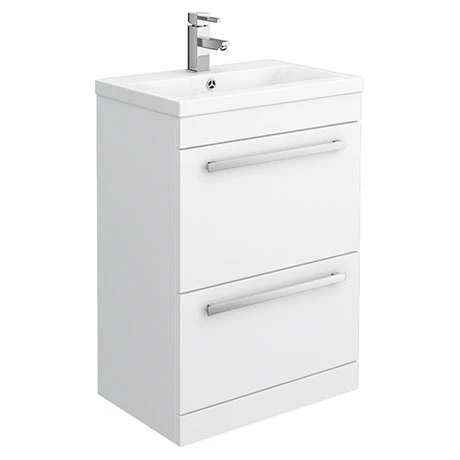 Nova 600mm Mid-Edge Basin High Gloss White Vanity Unit 1 Nova 600mm Mid-Edge Basin High Gloss White Vanity Unit